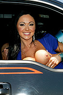 Cherokee flashes a boob from the van