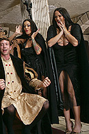 The three witches test out their brew